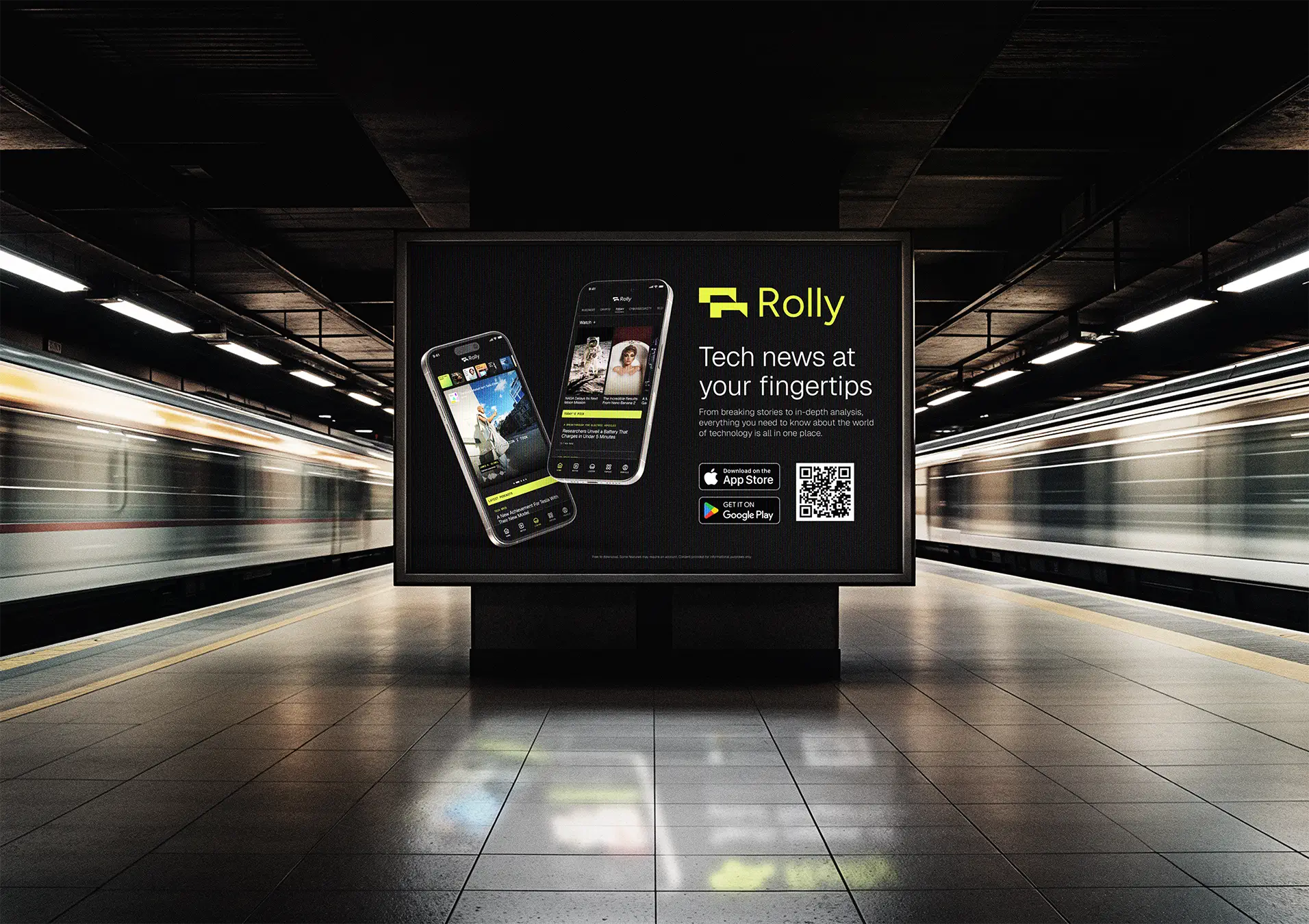 A Rolly ad on a subway platform